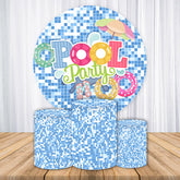 Aperturee - Aperturee Summer Pool Party Vacation Blue Round Backdrop Kit